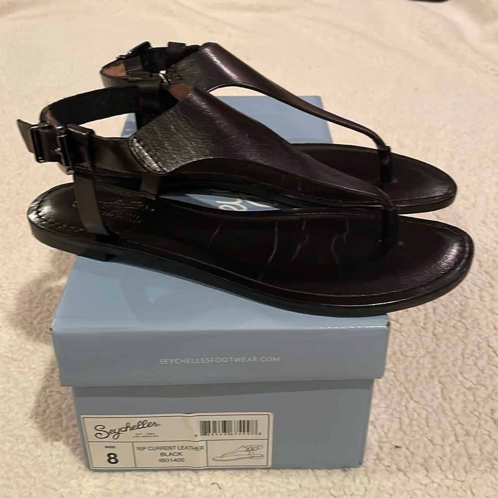 Seychelles Black Rip Current Sandals Sz 8
